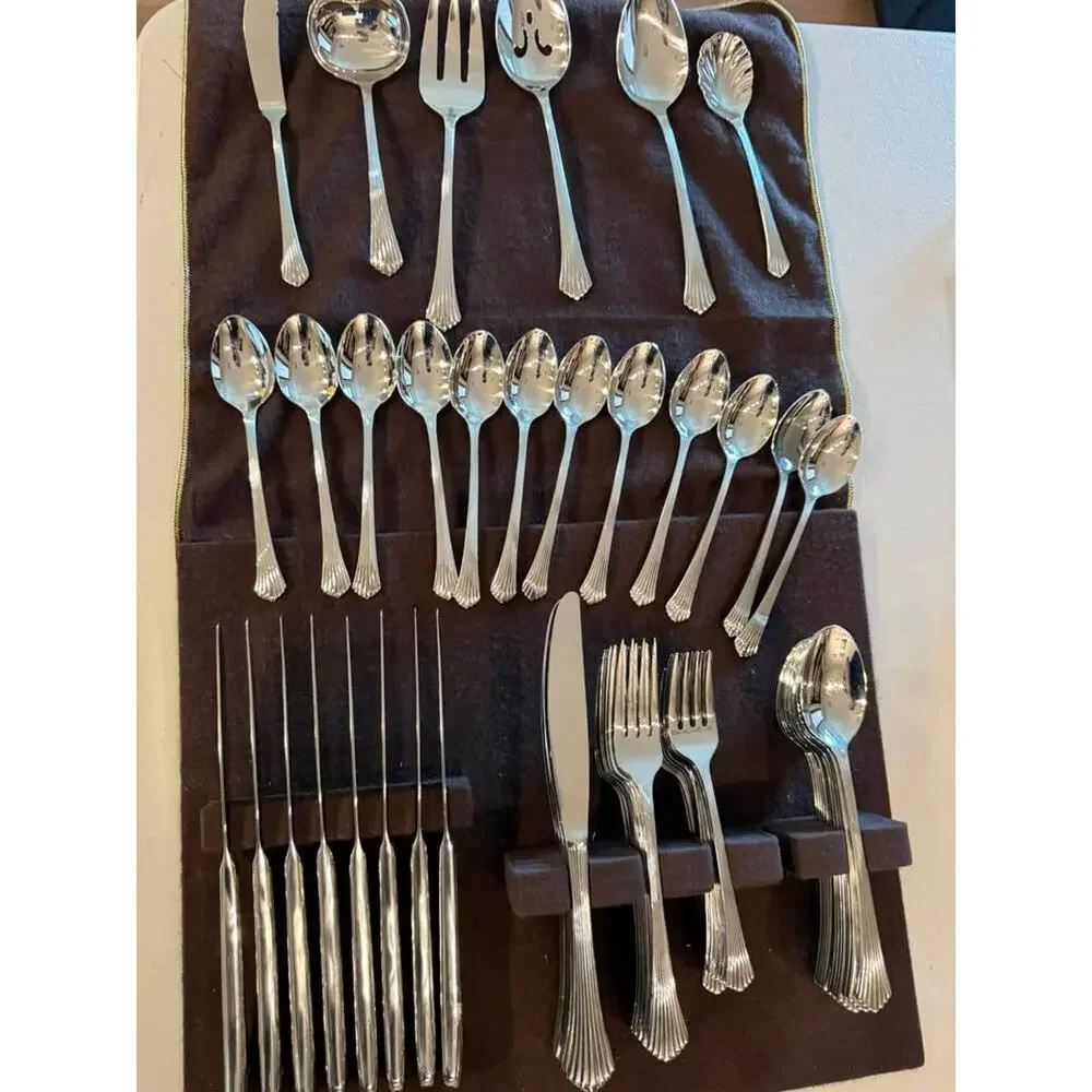 66 pc Royal Gallery 18-8 Stainless Steel Flatware Perfect FULL Set Korea